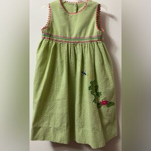 Glorimont Sleeveless seersucker Dress with Frog Embroidery
Size 4T
Like new